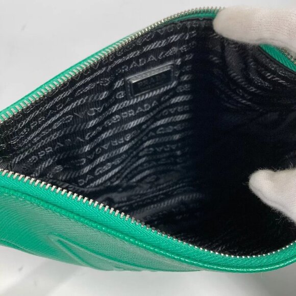 PRADA 2NE054 Embossed triangle logo plate Bag pouch with strap Clutch bag - Picture 11 of 16